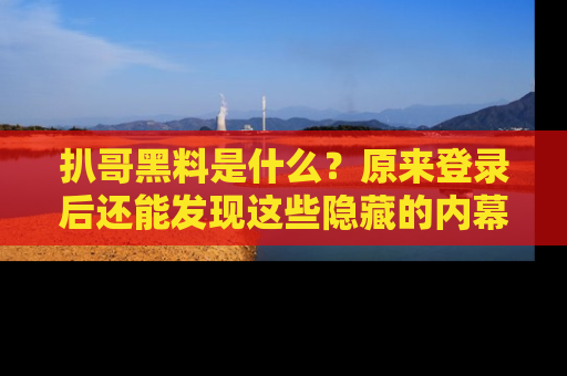 扒哥黑料是什么?原来登录后还能发现这些隐藏的内幕!